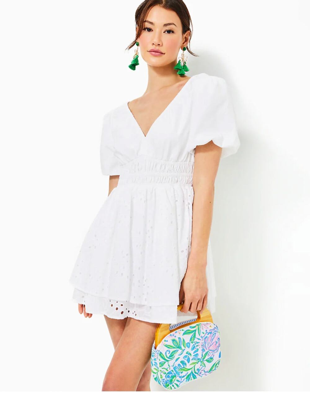NWT Lilly Pulitzer Axelle Eyelet Romper Resort White Tropical Leaf Size 4